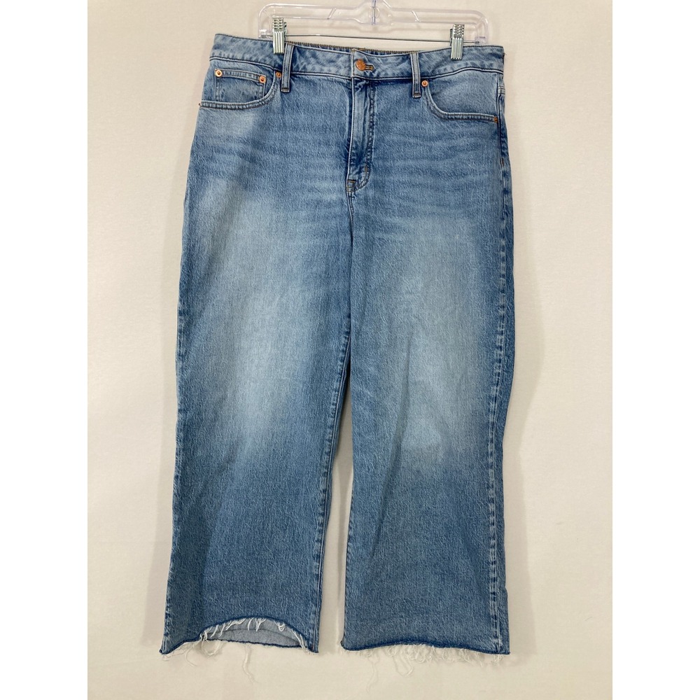 J.Crew Wide-Leg Crop Jeans size 32 Curvy High Rise Raw Hem Casual